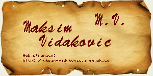 Maksim Vidaković vizit kartica